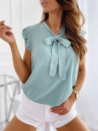 Belle's Summer Bow Tied Neck Polka Dot Top